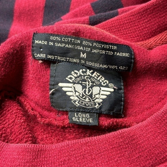 Vintage Dockers Red Blue Striped Crewneck Sweatshirt Size Medium - Picture 7 of 10
